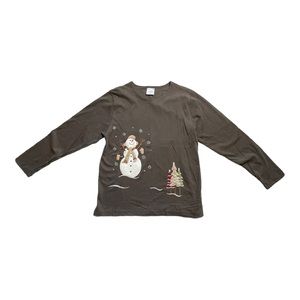 Winter Woodsy Snowman Shirt‎ Size Medium Long sleeve
